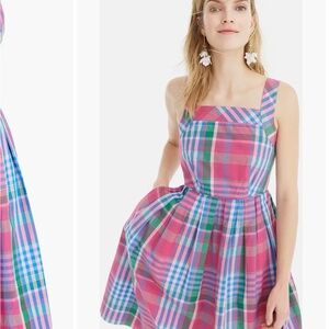 J.Crew Pink Plaid Square-Neck Dress - 0 - XS